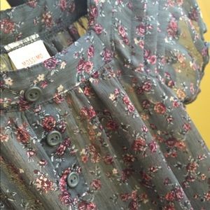 Sheer Grey Floral Blouse